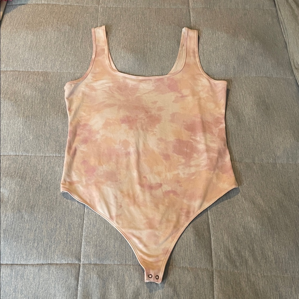 Abercrombie & Fitch Pink and Cream Tie-Dye Bodysuit